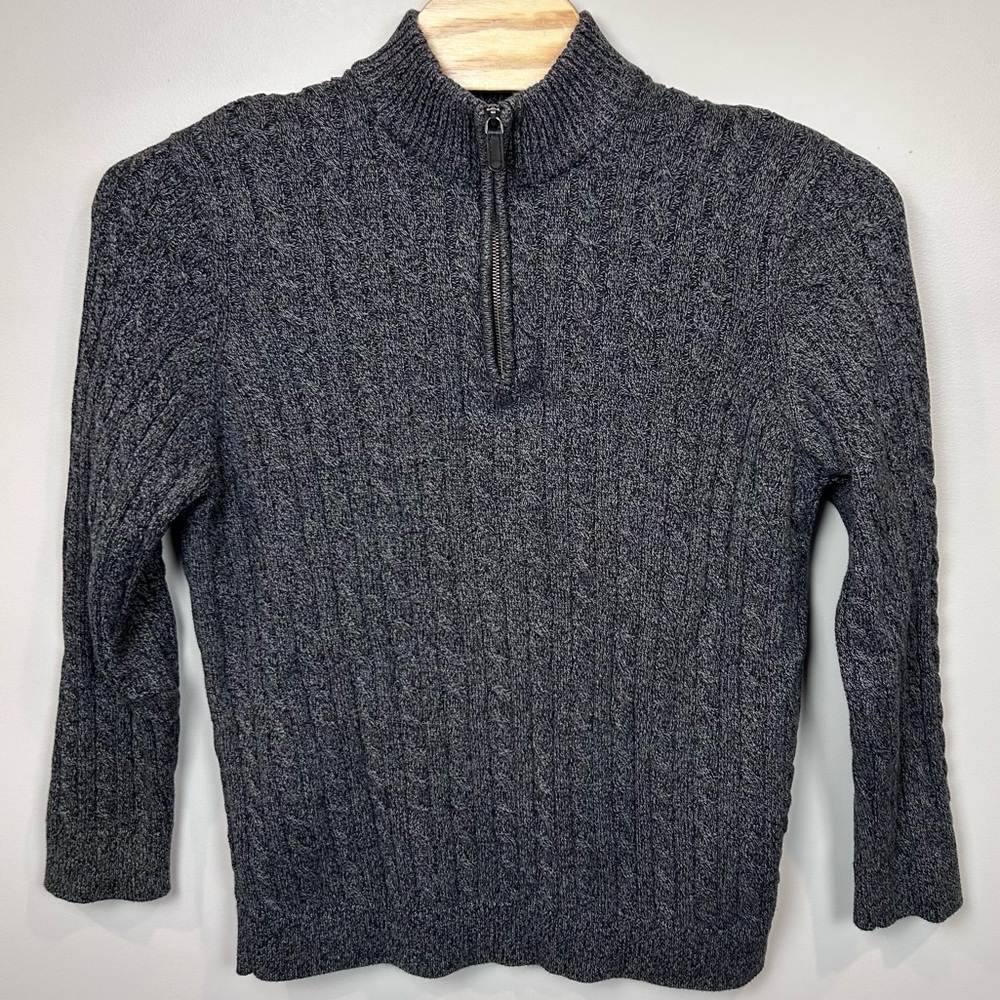 Denver Hayes Dark Charcoal Cable Knit 1/4 Quarter‎ Zip Sweater Men’s 2XL
